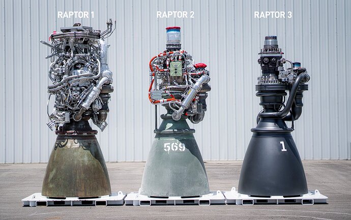 Space X Raptor iterations